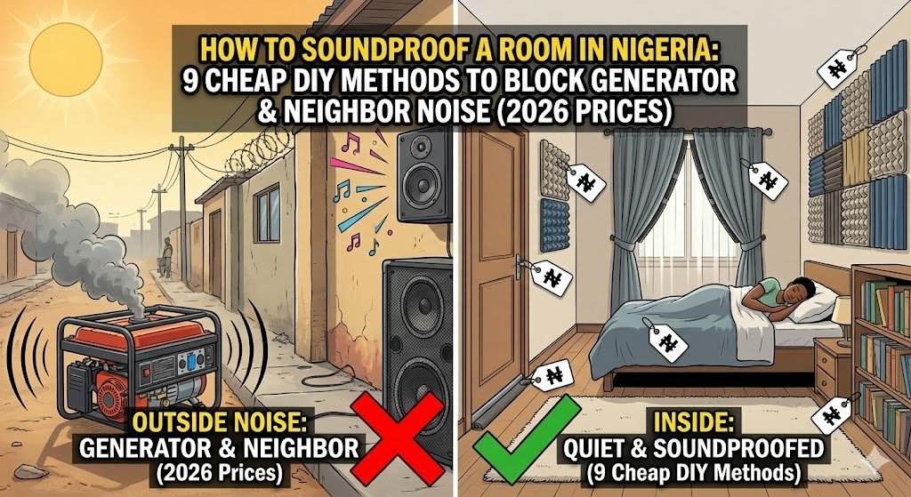 How to Soundproof a Room in Nigeria: 9 Cheap DIY Methods to Block Generator & Neighbor Noise (2026 Prices)