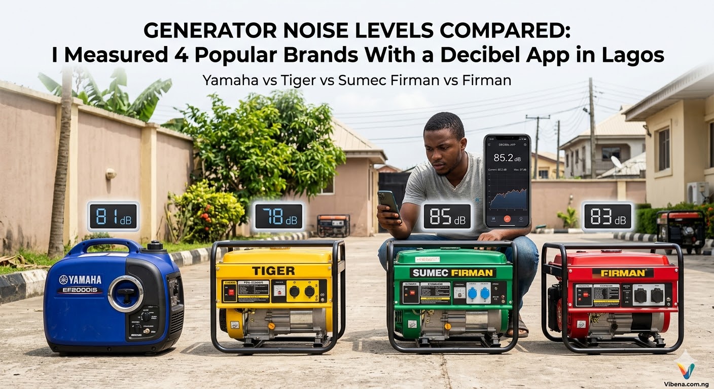 Generator Noise Levels Compared: I Measured 4 Popular Brands With a Decibel App in Lagos: Yamaha vs Tiger vs Sumec Firman vs Firman