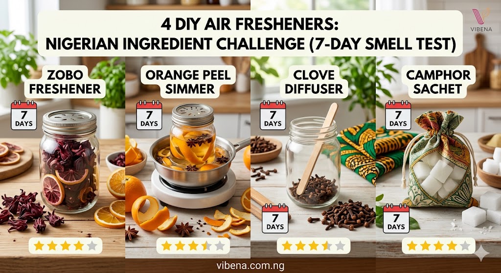 I Tried 4 DIY Air Freshener Methods Using Nigerian Ingredients: Zobo, Orange Peels, Cloves and Camphor (7-Day Smell Test)
