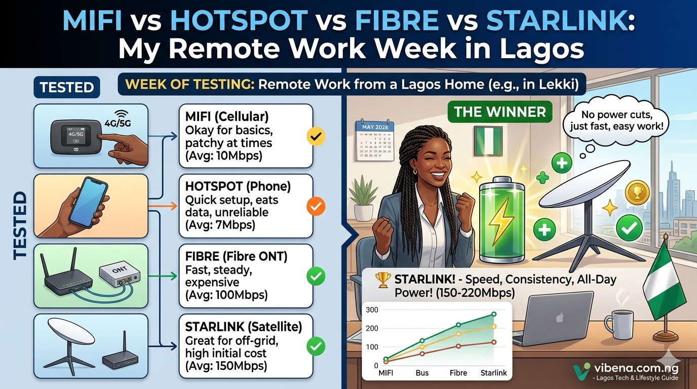 MiFi vs Phone Hotspot vs Fibre vs Starlink: I Used All 4 for a Week of Remote Work in Lagos and Which One Won