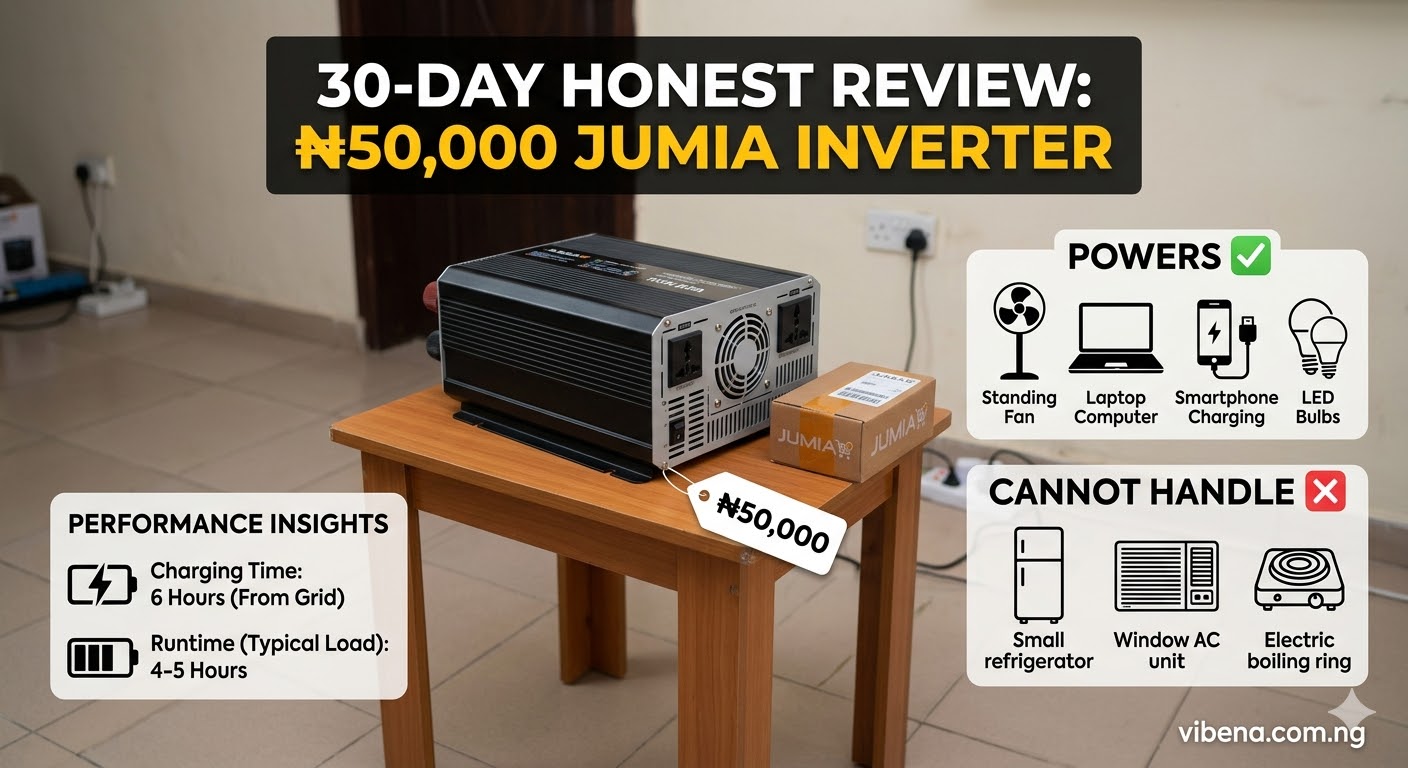 My Honest 30-Day Review of a ₦50,000 Inverter From Jumia: Charging Times, What It Powers and What It Cannot Handle
